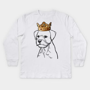 Border Terrier Dog King Queen Wearing Crown Kids Long Sleeve T-Shirt